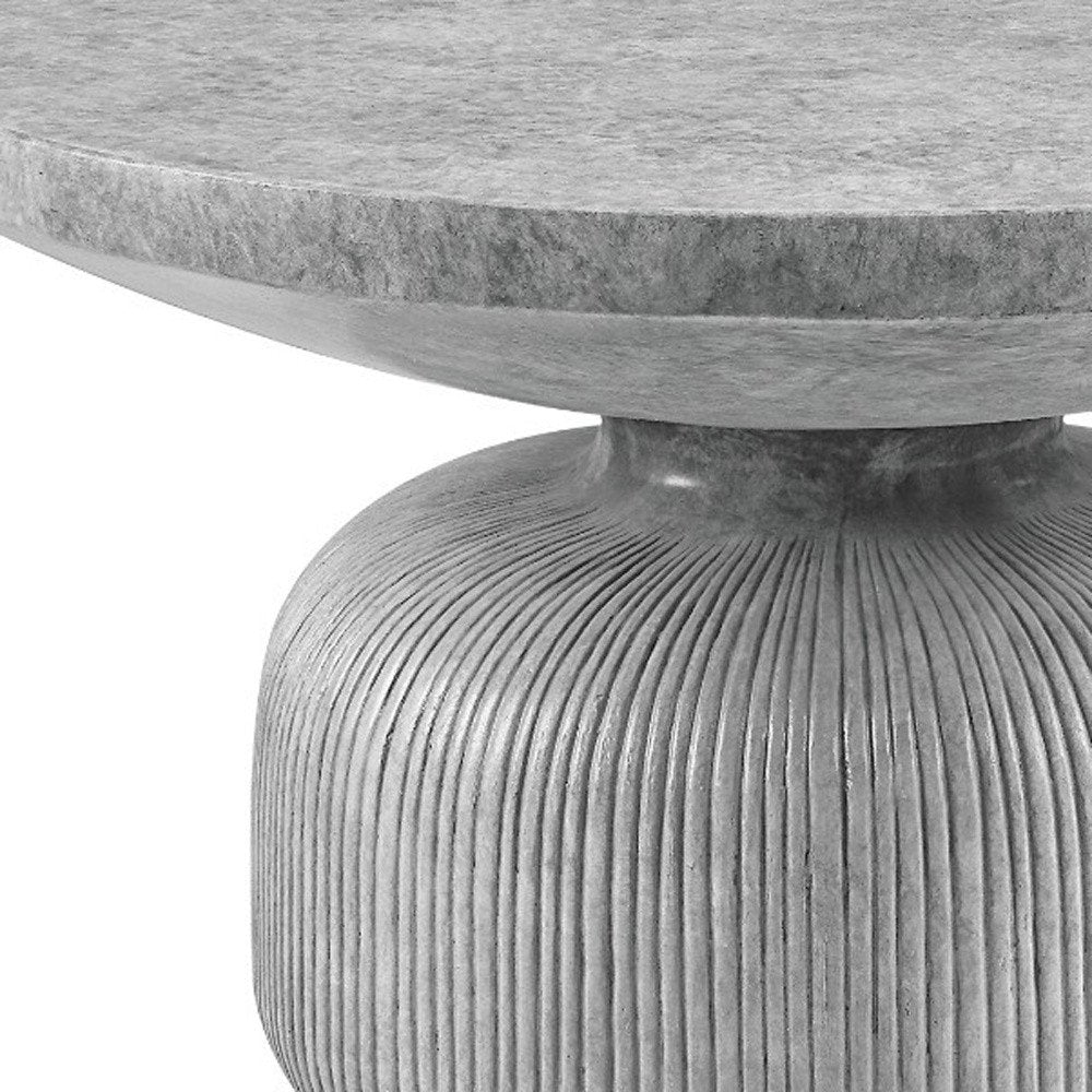 Gray Cement Round Pedestal Coffee Table - 30-inch
