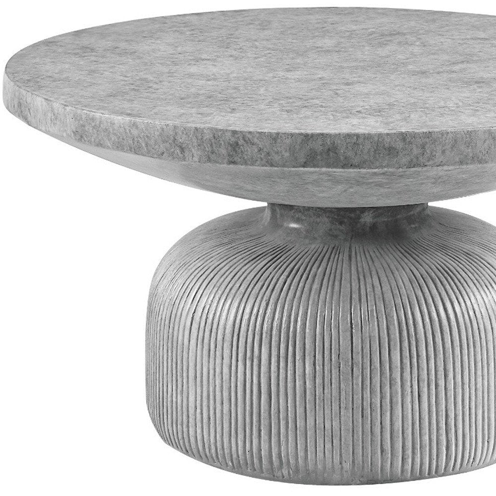 Gray Cement Round Pedestal Coffee Table - 30-inch