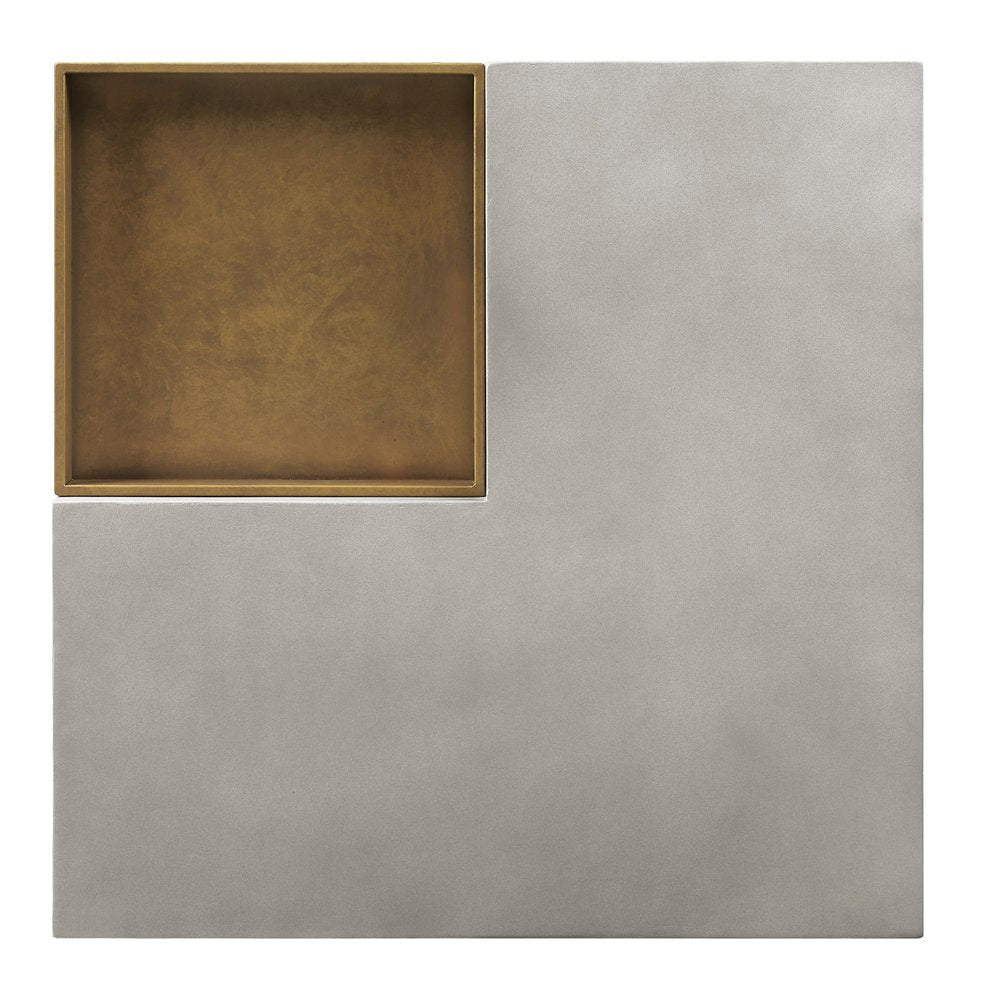 Gray Cement Square Distressed Pedestal Coffee Table - 32-inch