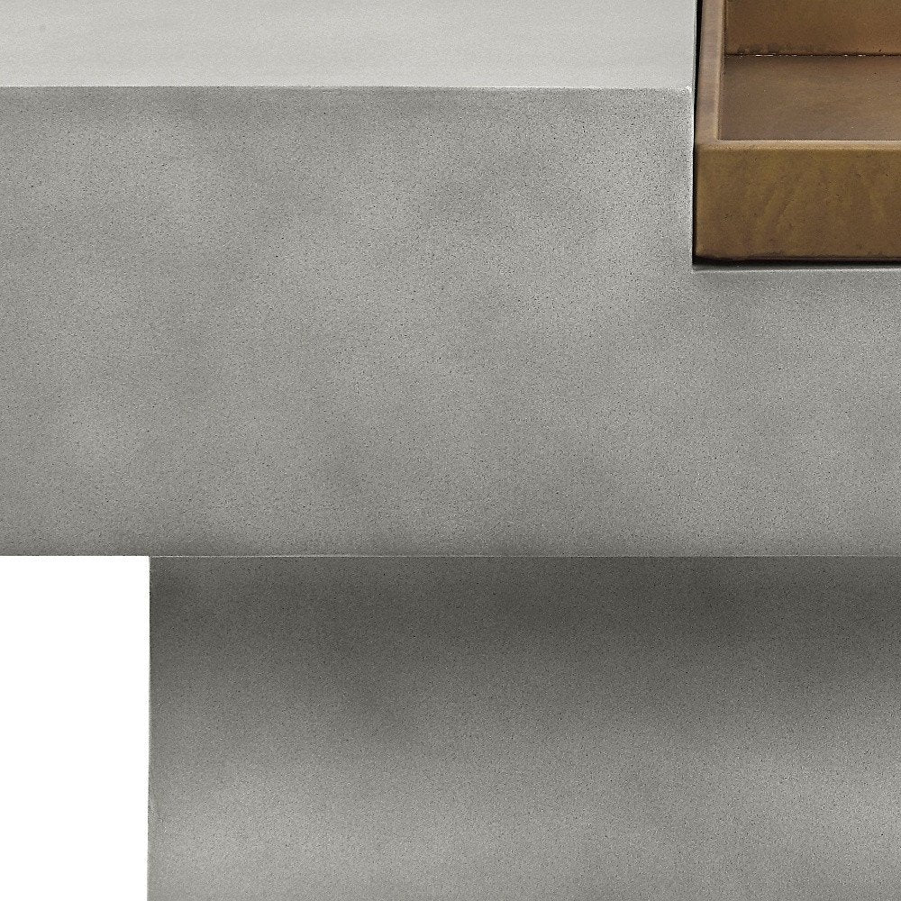Gray Cement Square Distressed Pedestal Coffee Table - 32-inch