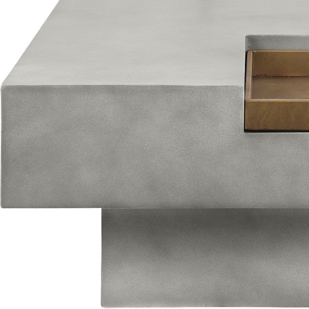 Gray Cement Square Distressed Pedestal Coffee Table - 32-inch