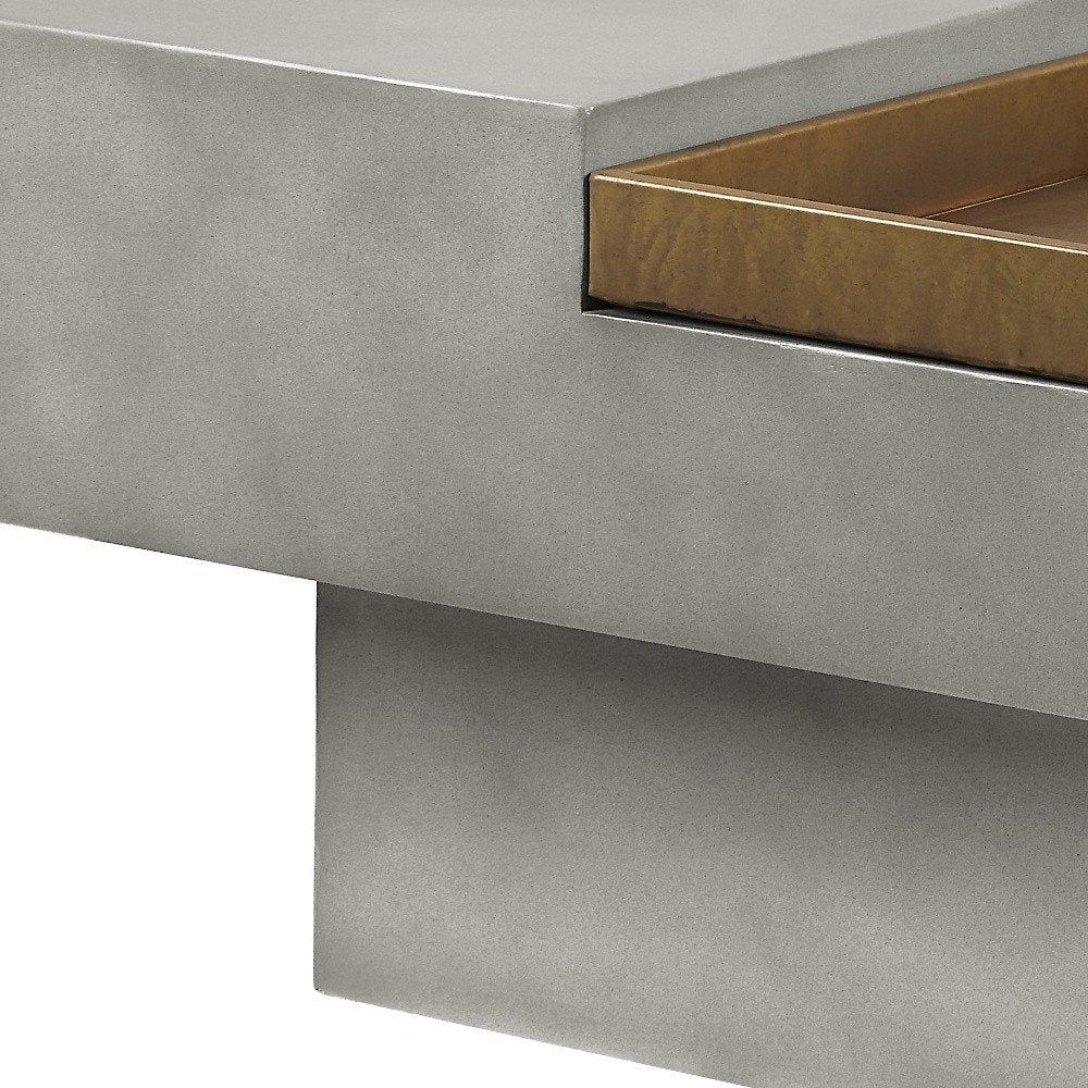 Gray Cement Square Distressed Pedestal Coffee Table - 32-inch