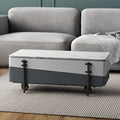 Gray White and Black Faux Marble Wood and Steel Lift Top Coffee Table