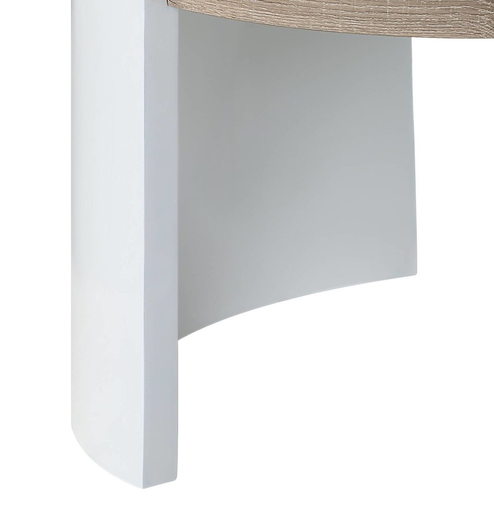 Oak and White Wood Round Partial Frame Coffee Table - 33-inch