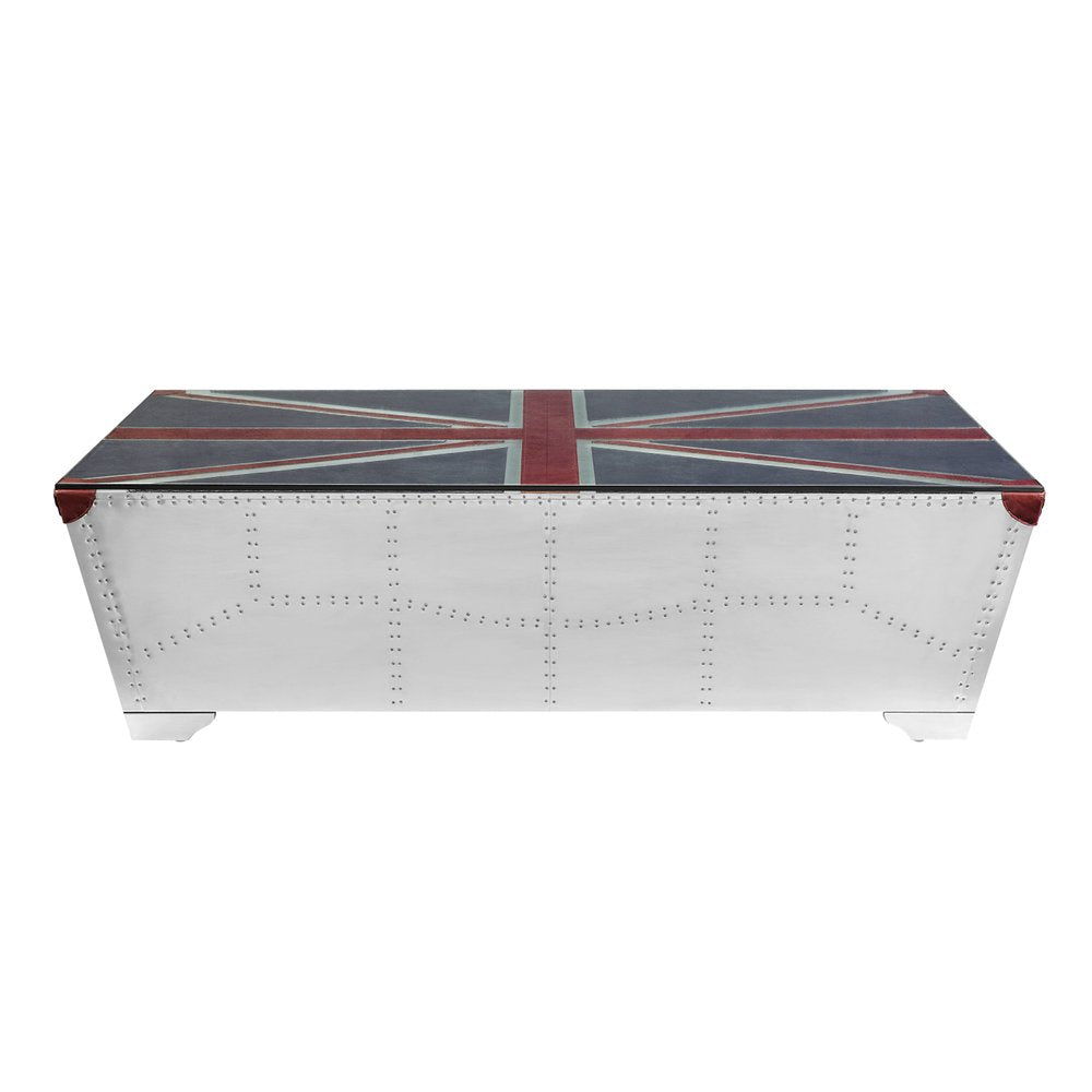 Silver Navy Blue and Red Union Jack Aviator Coffee Table - 64-inch