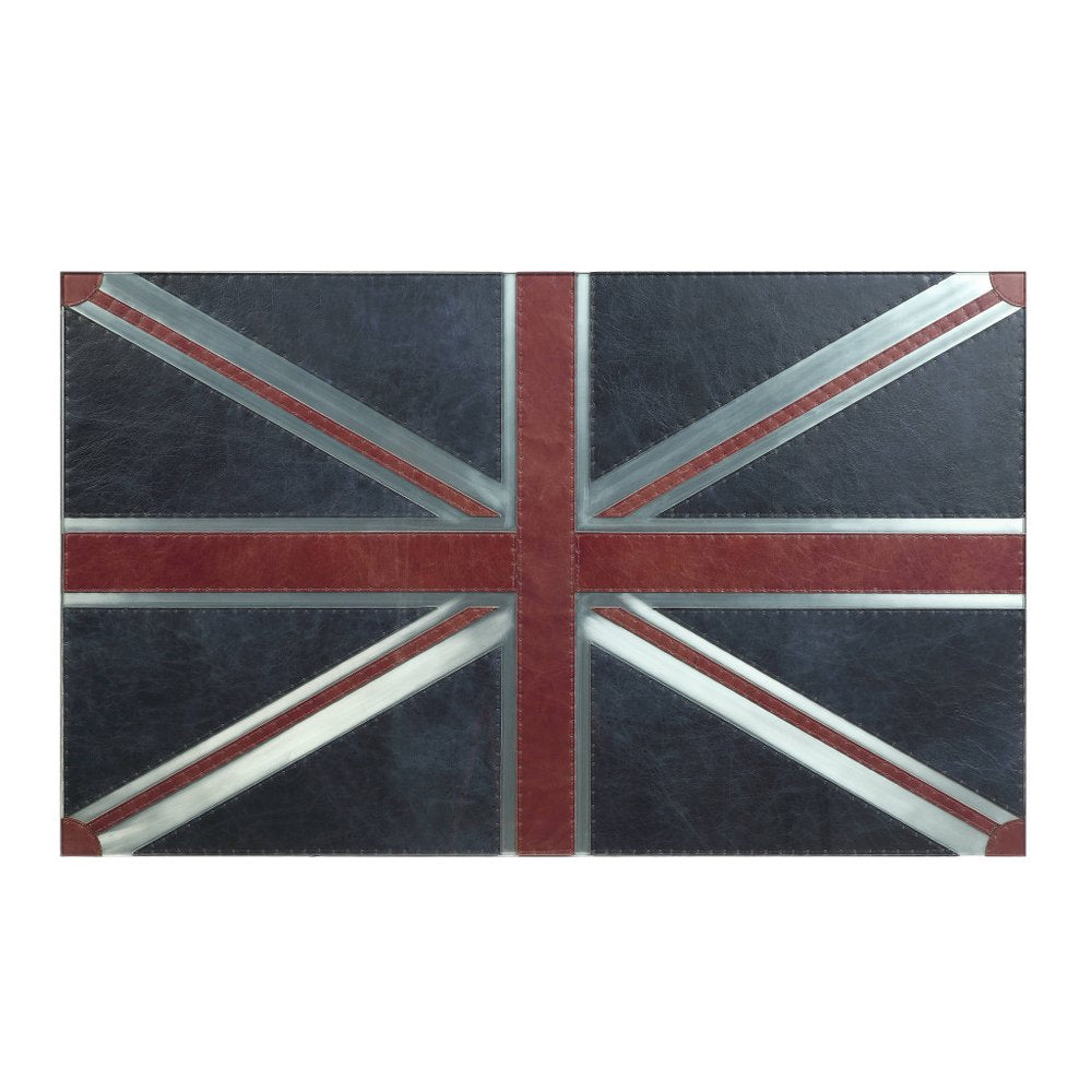 Silver Navy Blue and Red Union Jack Aviator Coffee Table - 64-inch