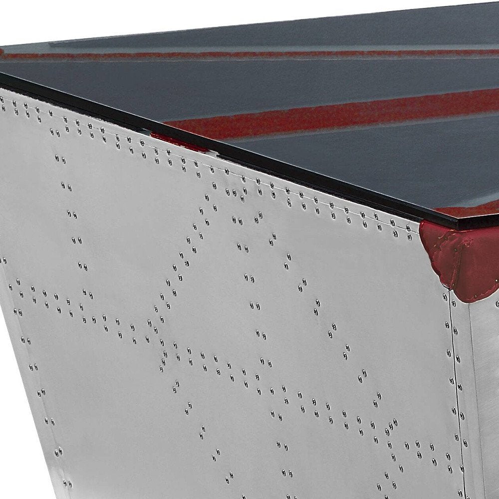 Silver Navy Blue and Red Union Jack Aviator Coffee Table - 64-inch