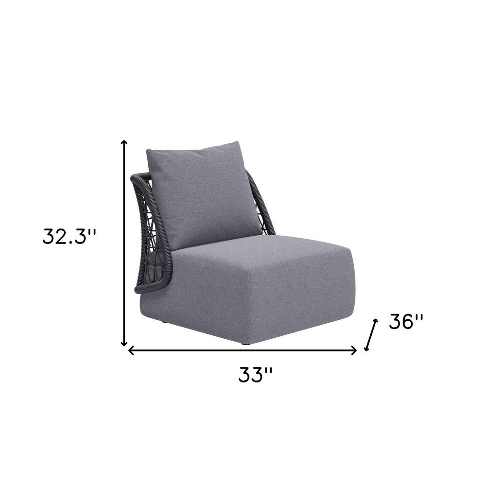 Gray Outdoor Accent Chair with Gray Cushions - 33-inch
