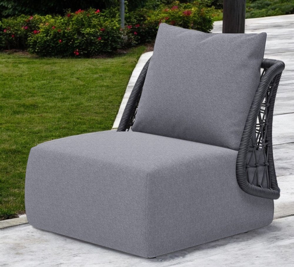 Gray Outdoor Accent Chair with Gray Cushions - 33-inch