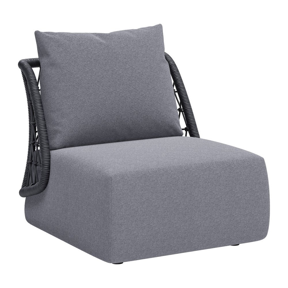 Gray Outdoor Accent Chair with Gray Cushions - 33-inch