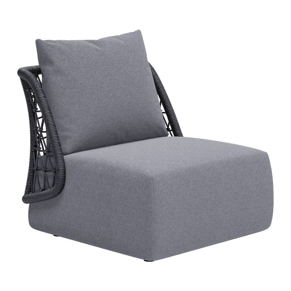 Gray Outdoor Accent Chair with Gray Cushions - 33-inch