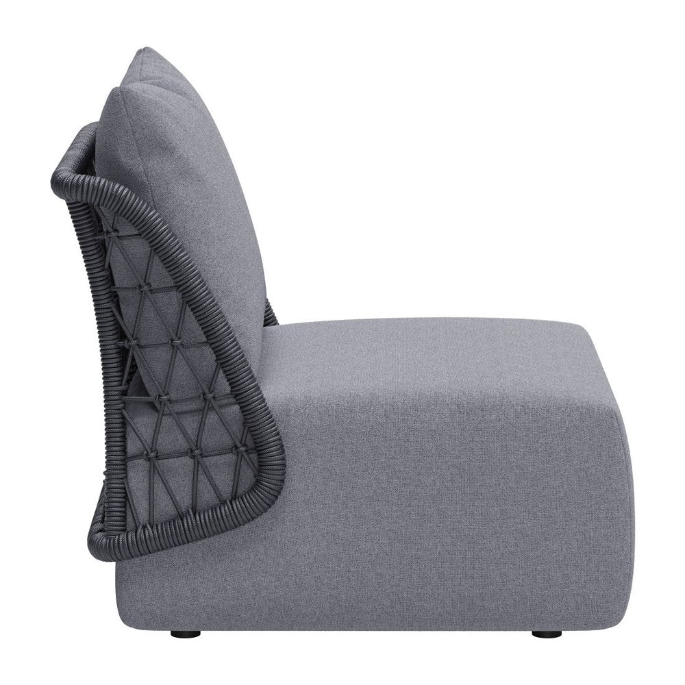 Gray Outdoor Accent Chair with Gray Cushions - 33-inch