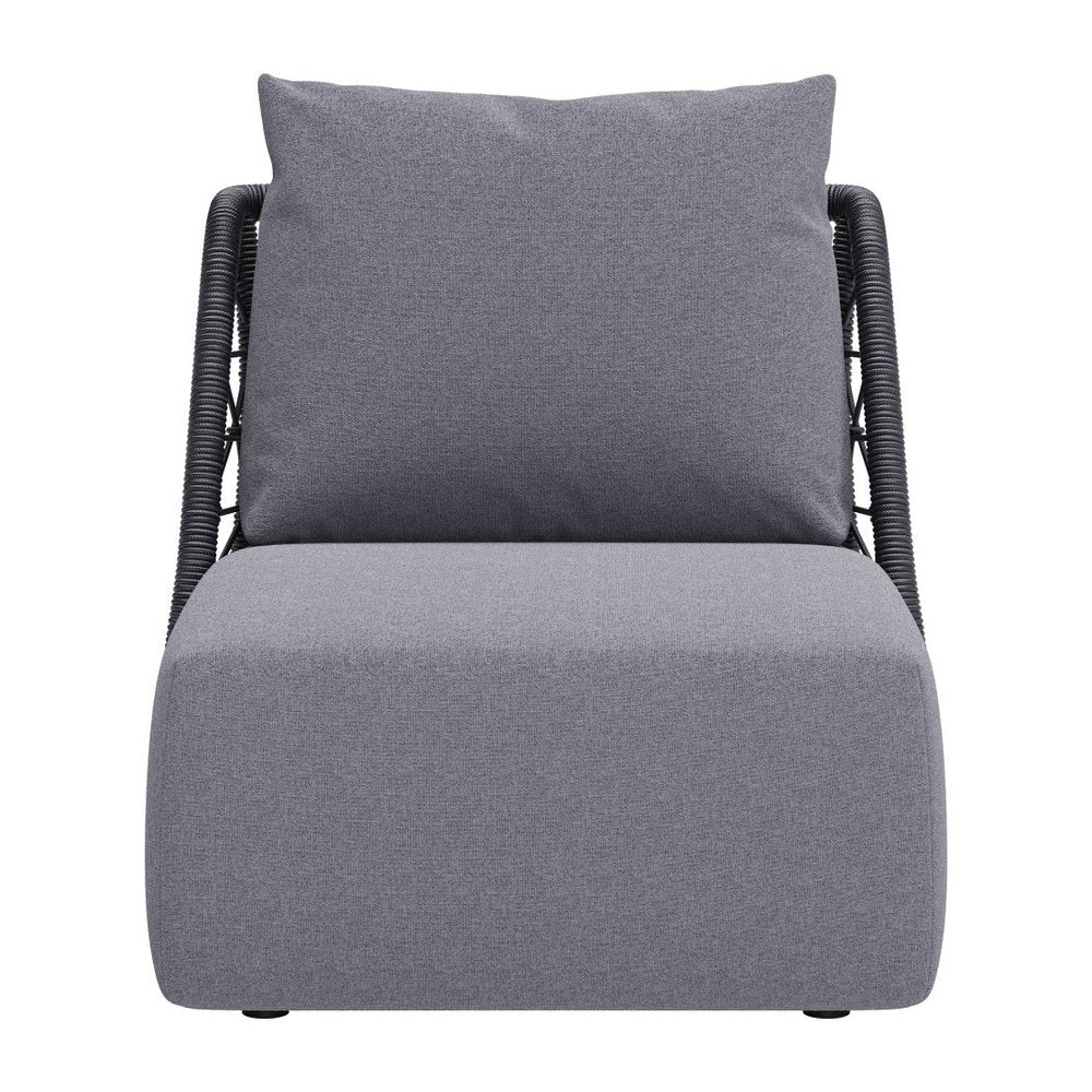 Gray Outdoor Accent Chair with Gray Cushions - 33-inch