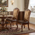 Set of Two Oak Faux Leather Dining Side Chairs