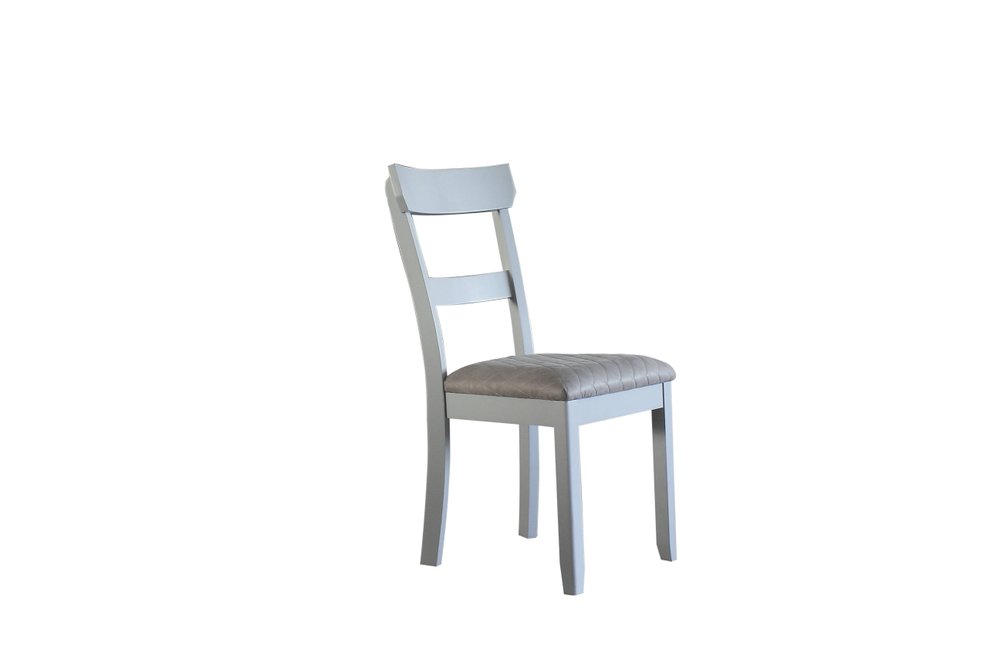 Set of Two Gray Fabric Open Back Dining Side Chairs