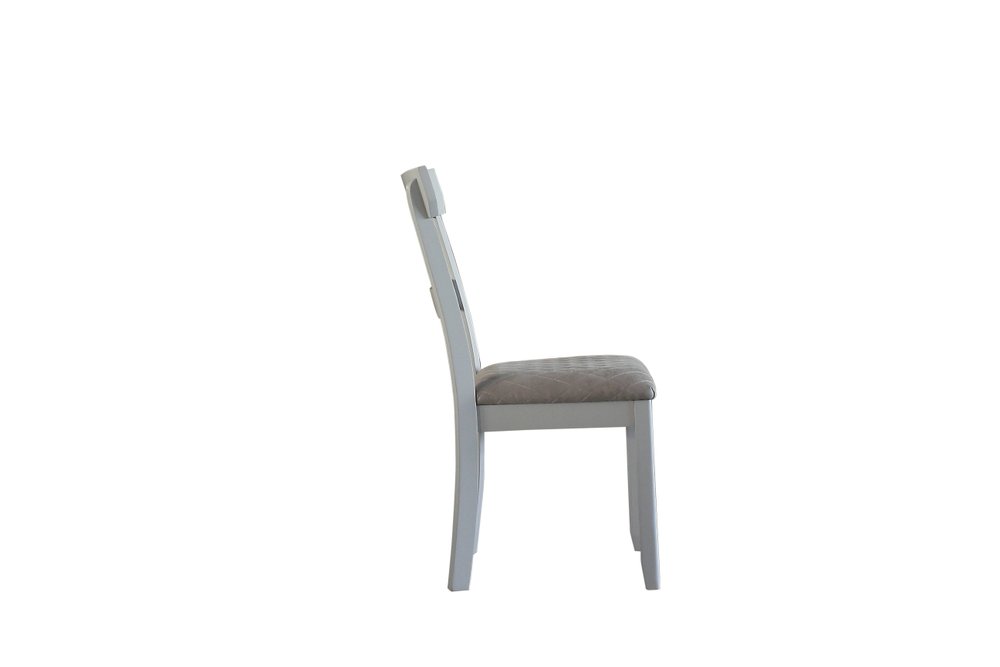 Set of Two Gray Fabric Open Back Dining Side Chairs