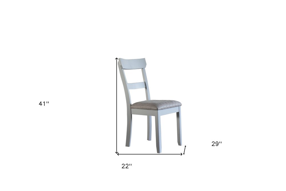 Set of Two Gray Fabric Open Back Dining Side Chairs