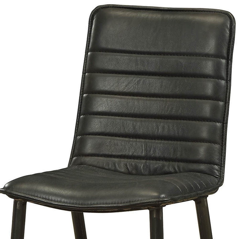 Set of Two Black Faux Leather Dining Side Chairs