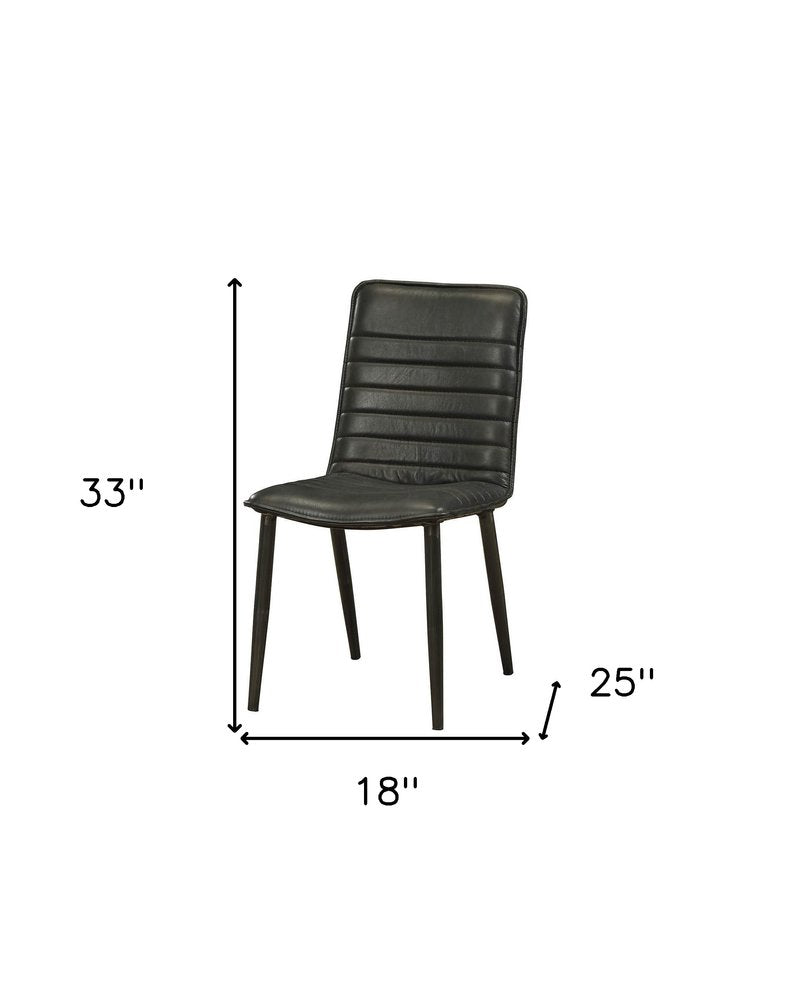 Set of Two Black Faux Leather Dining Side Chairs