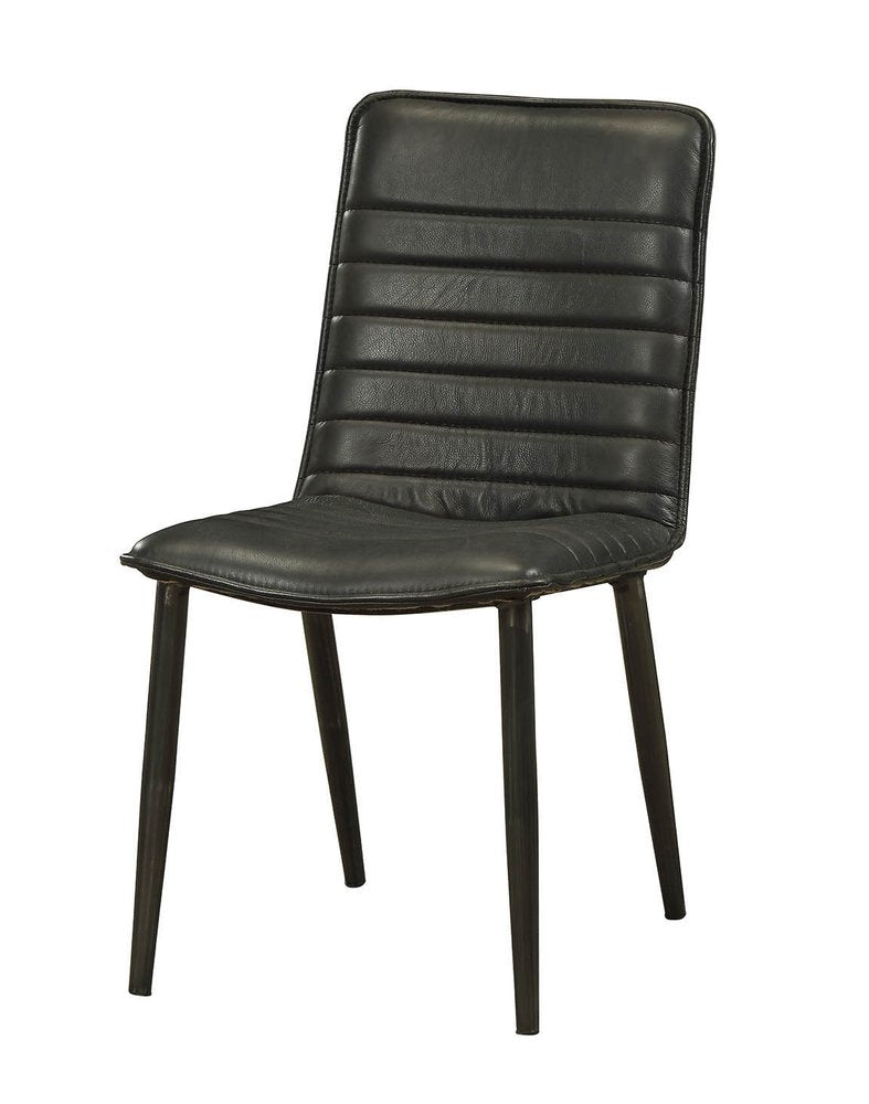 Set of Two Black Faux Leather Dining Side Chairs