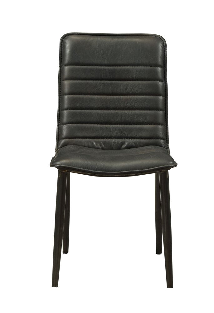 Set of Two Black Faux Leather Dining Side Chairs