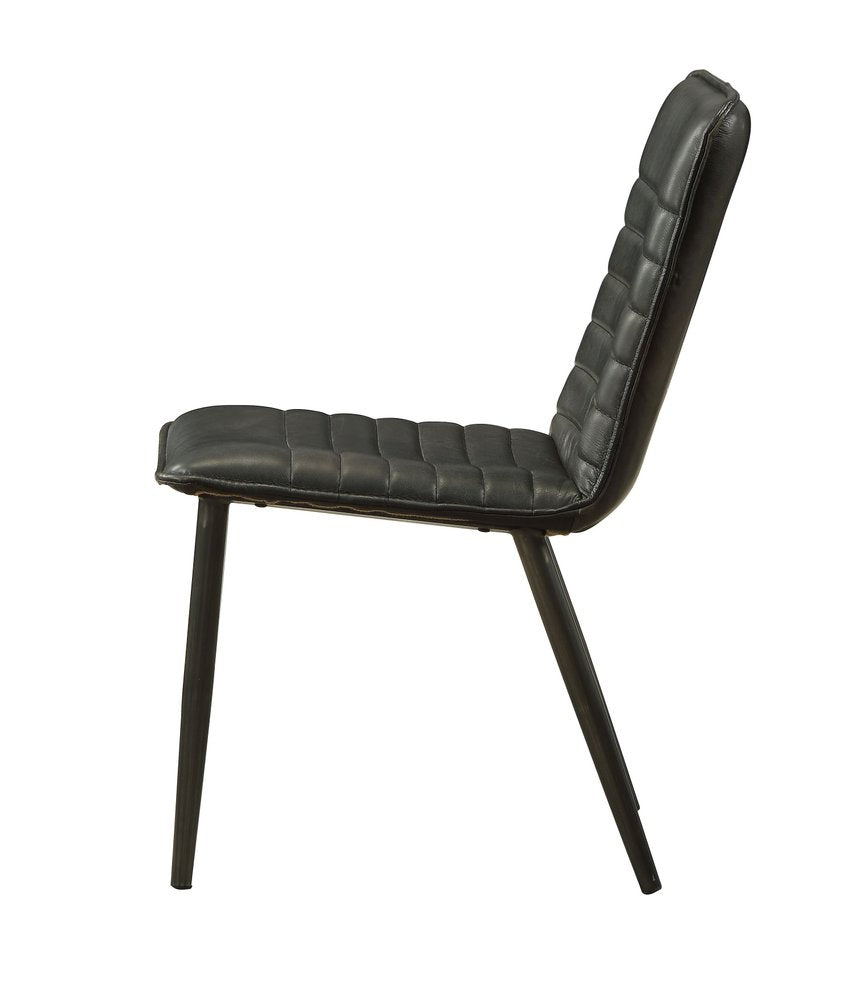 Set of Two Black Faux Leather Dining Side Chairs