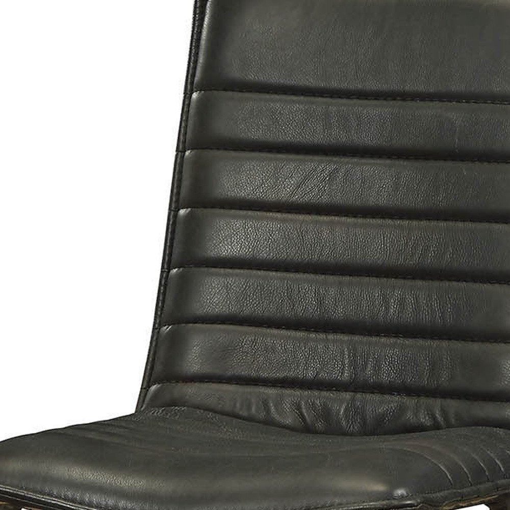 Set of Two Black Faux Leather Dining Side Chairs