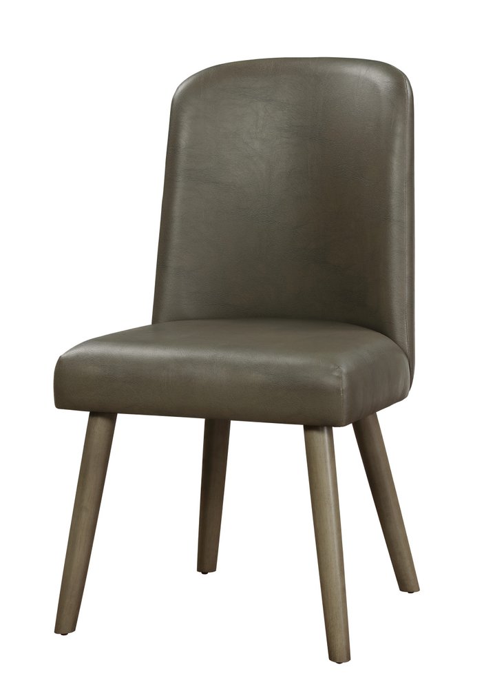 Set of Two Gray Faux Leather Dining Side Chairs