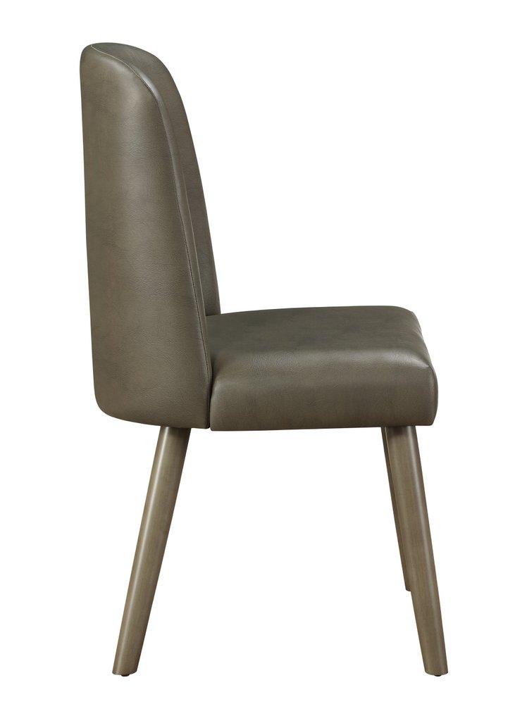 Set of Two Gray Faux Leather Dining Side Chairs