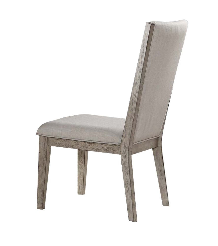Set of Two Gray Fabric and Solid Wood Dining Side Chairs