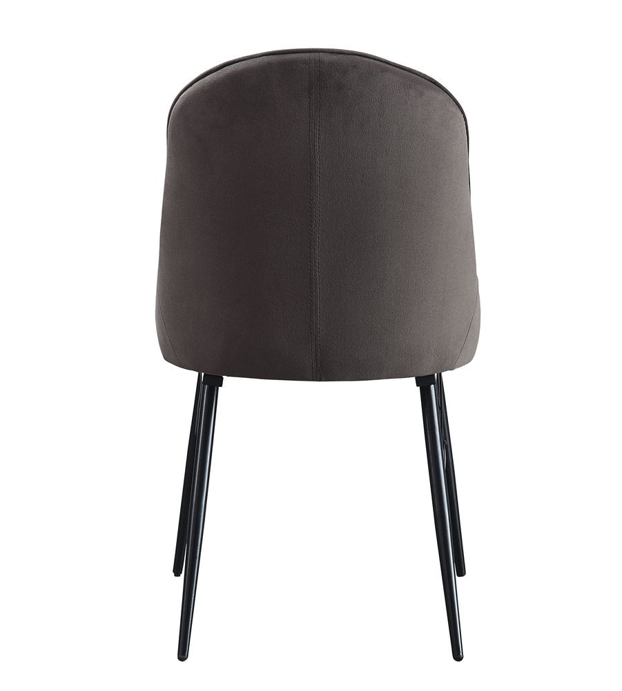 Set of Two Gray and Black Tufted Fabric Dining Side Chairs