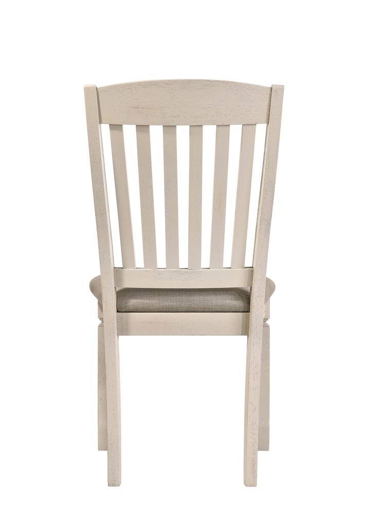 Set of Two Tan and Cream Fabric Slat Back Dining Side Chairs