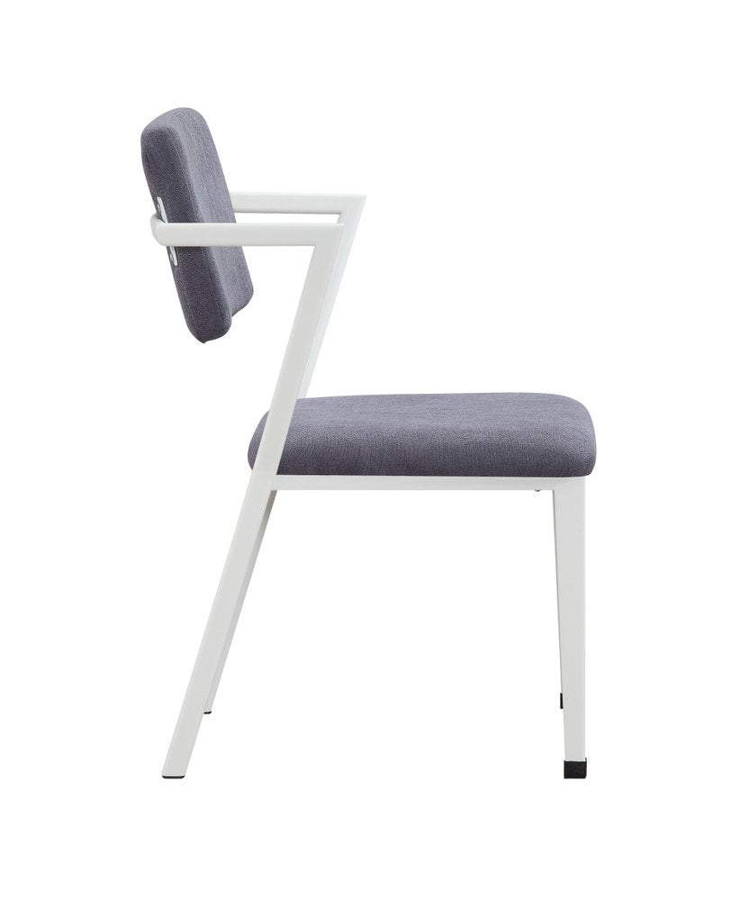 Set of Two Gray and White Fabric Open Back Dining Side Chairs