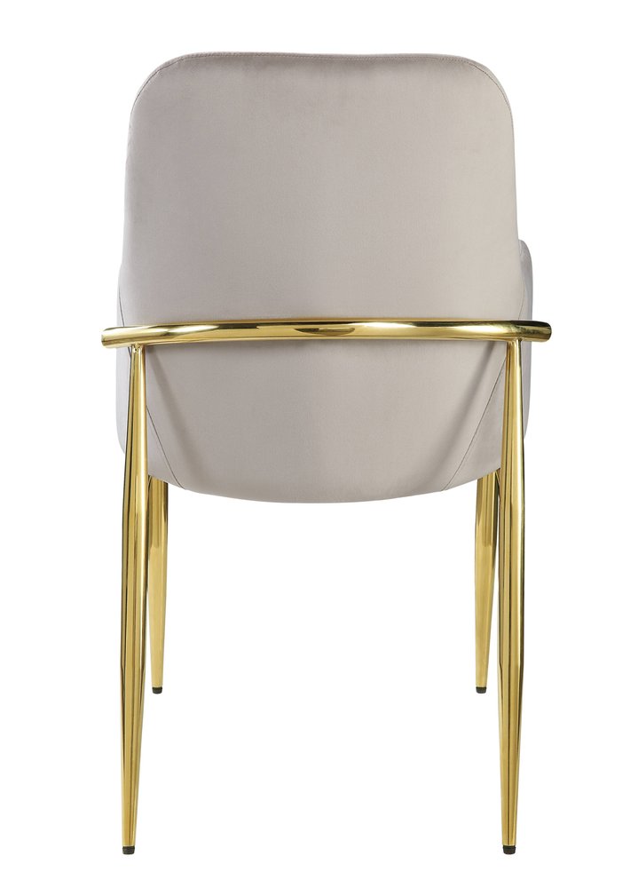 Set of Two Gray and Gold Velvet and Wood and Metal Dining Side Chairs