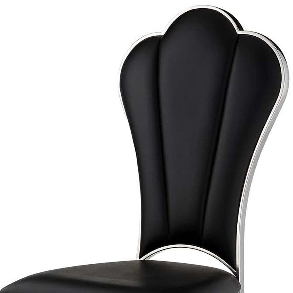 Set of Two Black and Silver Faux Leather Dining Side Chairs