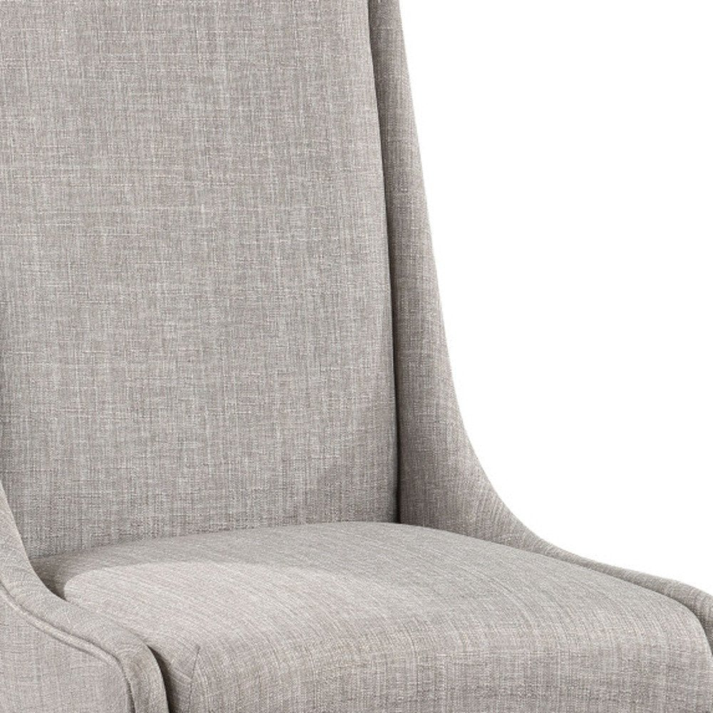 Set of Two Gray and White Linen Dining Side Chairs