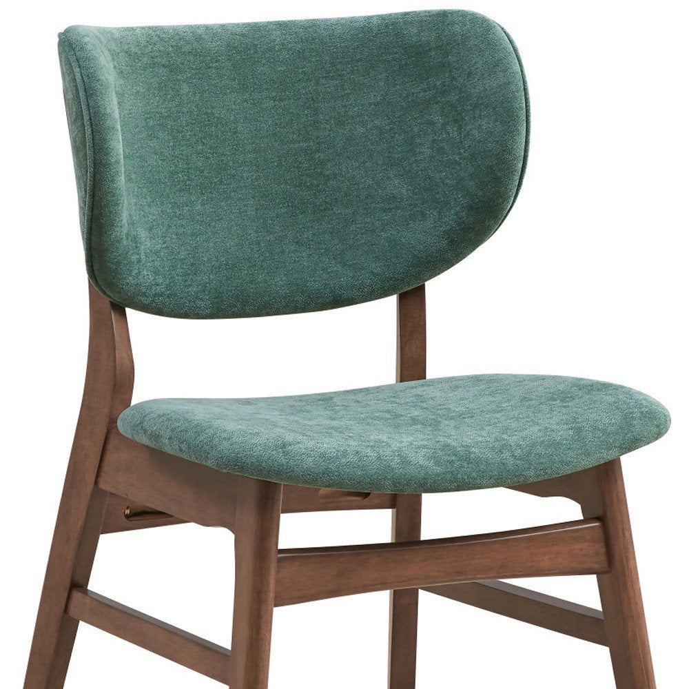 Set of Two Green and Brown Fabric Open Back Dining Side Chairs