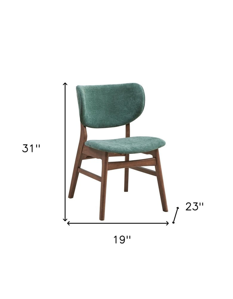 Set of Two Green and Brown Fabric Open Back Dining Side Chairs