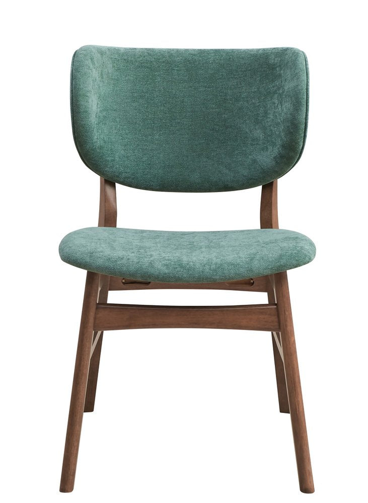 Set of Two Green and Brown Fabric Open Back Dining Side Chairs