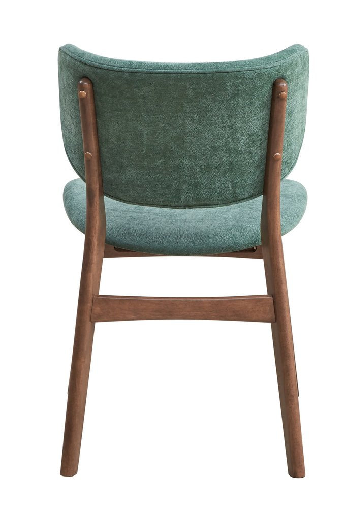 Set of Two Green and Brown Fabric Open Back Dining Side Chairs