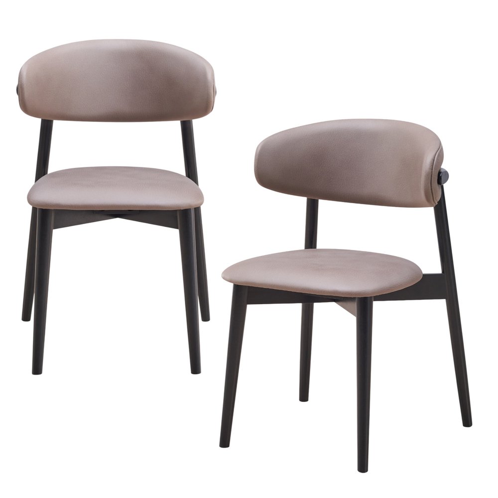 Set of Two Gray and Black Fabric Open Back Dining Side Chairs