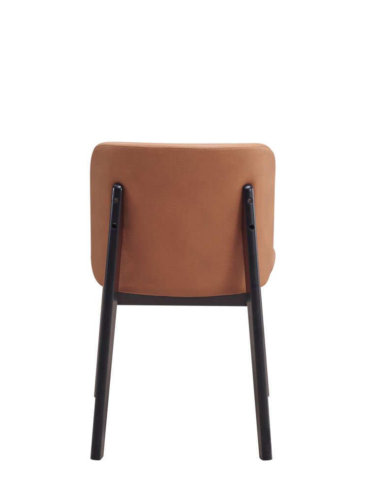 Set of Two Camel and Black Fabric Wing Back Dining Side Chairs