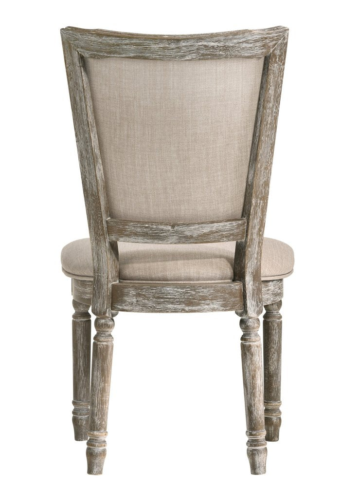 Set of Two Gray Upholstered Fabric and Solid Wood Dining Side Chairs