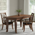 Set of Two Brown Upholstered Microfiber and Solid Wood Open Back Dining Arm Chairs