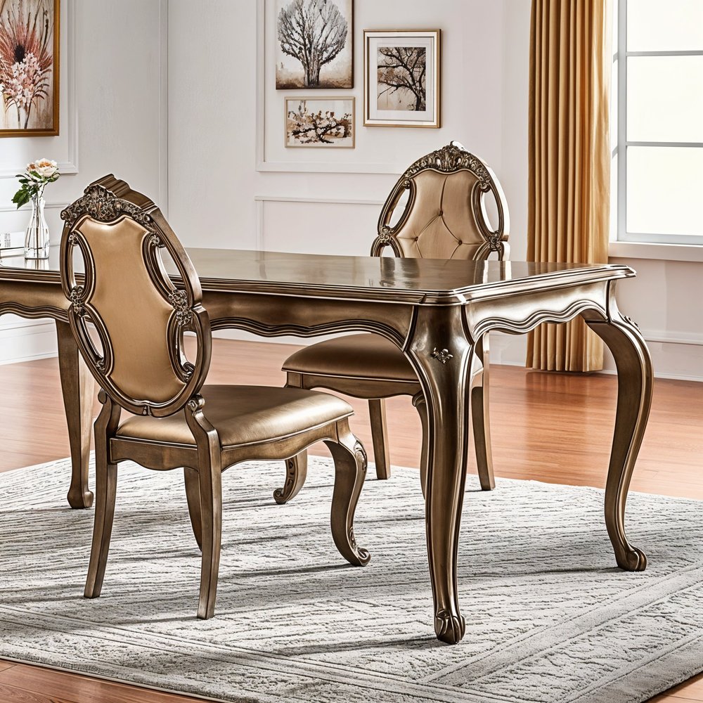 Set of Two Tufted Oak Upholstered Faux Leather and Solid Wood Dining Side Chairs