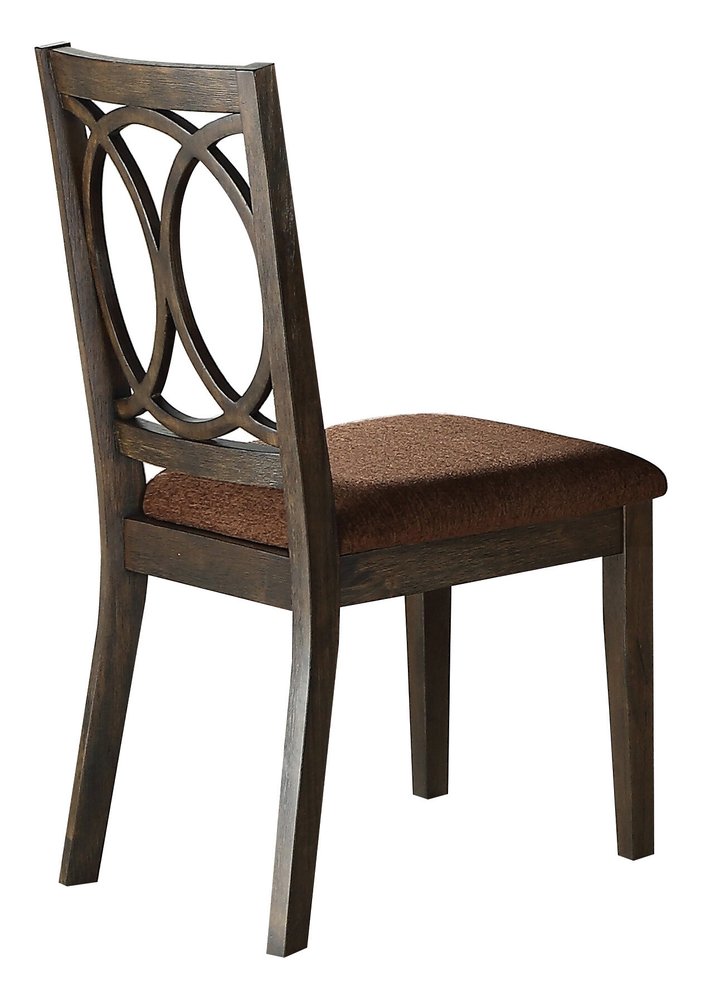 Set of Two Brown and Espresso Fabric Open Back Dining Side Chairs