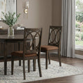 Set of Two Brown and Espresso Fabric Open Back Dining Side Chairs