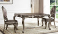 Set of Two Silver and Platinum Upholstered Faux Leather and Solid Wood King Louis Back Dining Side Chairs