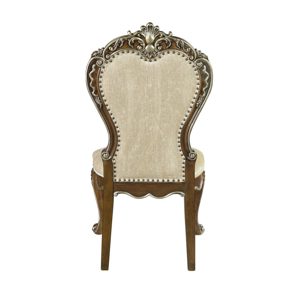 Set of Two Gray and Oak Upholstered Chenille and Solid Wood Dining Side Chairs