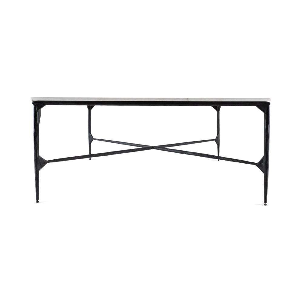 Black and White Genuine Marble and Iron Square Coffee Table - 42-inch